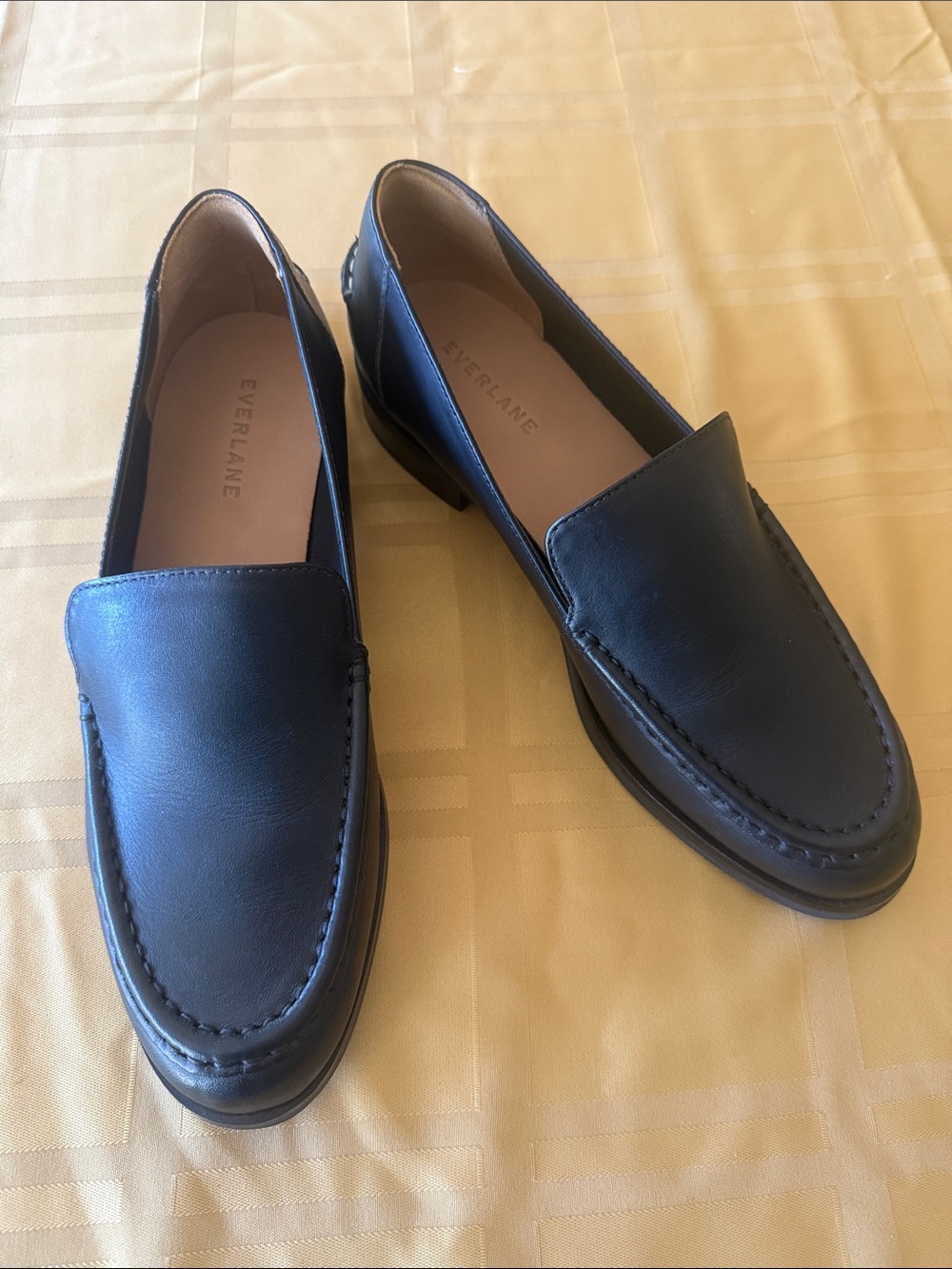 Everlane The Modern Loafer in Black Leather sz 8 Stacked Heel Cushioned Insole 8